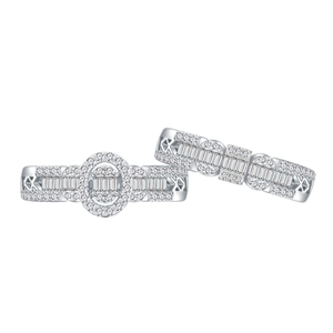Elegant S925 sterling silver ring set with sparkling oval and rectangular zircon stones