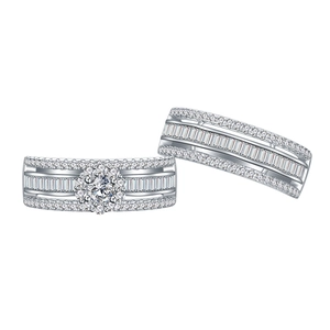Set di anelli fiocco di neve in argento S925 con motivi a onde e pietre di zircone
