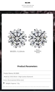 Detailed view of S925 sterling silver snowflake stud earrings with 5mm sparkling zircon