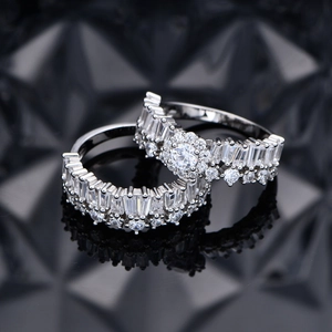 Sparkling S925 silver irregular snowflake stackable rings set with zircon diamonds