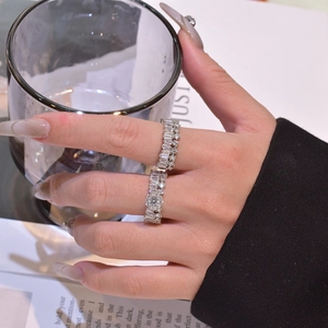 S925 sterling silver snowflake stackable rings set with cubic zirconia diamonds on hand