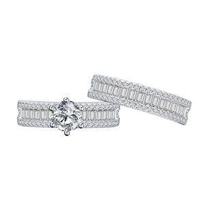 Ensemble de bagues en argent S925 avec pierre ronde à six griffes et diamants étincelants