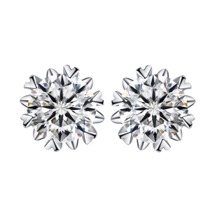 Classic 925 sterling silver snowflake stud earrings with 5mm sparkling round cubic zirconia