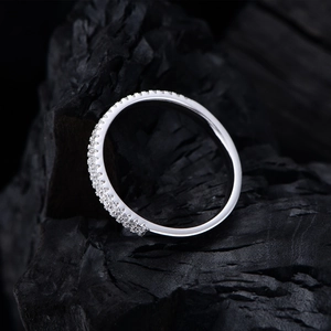Eleganter 925 Sterling Silber Halber Eternity Ring mit zweireihigem Micro-Pavé-Besatz