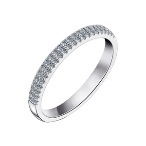2,5 mm zweireihiger Ewigkeitsring aus S925 Sterlingsilber mit funkelndem Zirkonia
