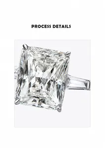 Détail macro d'une bague radiant cut 10,5 ct avec sertissage micro-pavé en argent