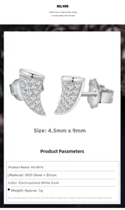 Spécifications des mini boucles d'oreilles corne en argent S925 avec micro-incrustation