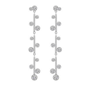 Elegant long tassel drop earrings in S925 silver with sparkling cubic zirconia stones