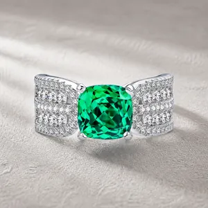 925 Sterlingsilber Ring Mit Kissenschliff Luxus Strass Eingelegter Schmuck Für Verlobung Hochzeit Bankett Party Damen Accessoire