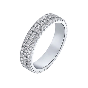 Sparkling silver 925 sterling silver 4mm triple-row micro-pave eternity band ring
