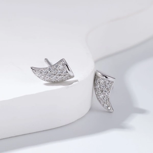Boucles d'oreilles corne en argent S925 avec zircons micro-pavés pour femmes élégantes