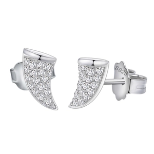 Boucles d'oreilles mini cornes en argent S925 avec pavé de zircons étincelants