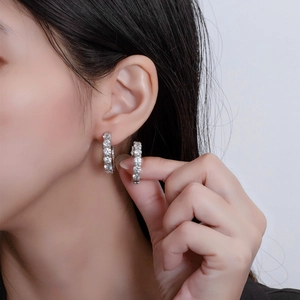 Boucles d'oreilles créoles en argent sterling S925 pour femmes avec zircons cubiques