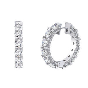 Boucles d'oreilles créoles en argent sterling S925 avec pavé de zircons cubiques brillants