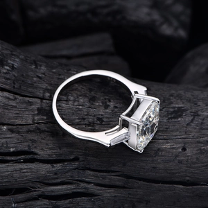 Bague élégante de 10,5 ct en argent 925 taille coussin avec diamants latéraux