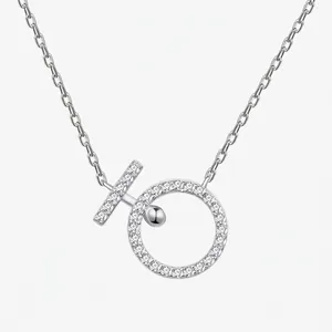 925 Sterling Silver Minimalist Rhinestone Geometric Pendant Necklace For Women Fashion Commuting Jewelry Clavicle Chain