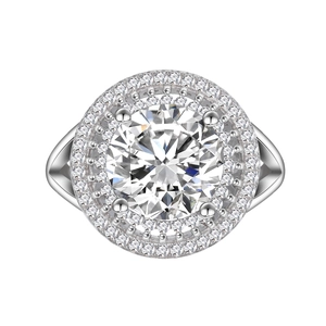 Anello in argento sterling S925 con diamante al carbonio taglio brillante da 10mm