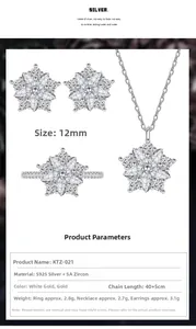 Specifiche del set gioielli fiocco di neve in argento S925 con zirconi di grado 5A