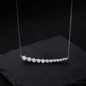 Elegant 925 sterling silver smile necklace with 11 sparkling round cubic zirconia stones