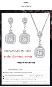 Vue détaillée de la boucle d'oreille en argent S925 avec oxyde de zirconium et pendentif