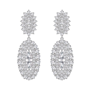 Boucles d'oreilles pendantes de luxe en argent S925 avec zircons multicouches brillants