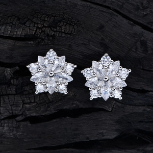 Orecchini a lobo a stella in argento sterling S925 con zirconi 5A scintillanti