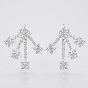 925 Sterling Silver Meteor Shower Star Stud Earrings For Women Micro-set Zirconia Fashion Luxurious Anniversary Jewelry