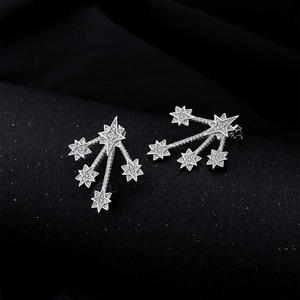 Sparkling S925 sterling silver meteor stud earrings with micro-set pave zircons