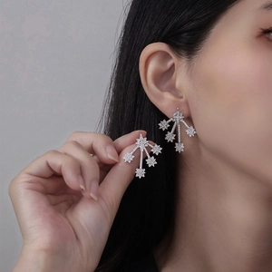 Sparkling S925 silver meteor shower stud earrings with pave-set zircon for women