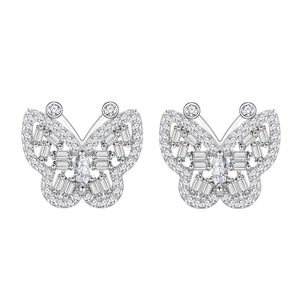 Boucles d'oreilles papillon en argent S925 avec pavage micro-mosaïque de zircons