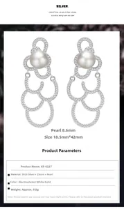 Spécifications détaillées des boucles d'oreilles nuage en argent 925 avec perle de 8,6mm