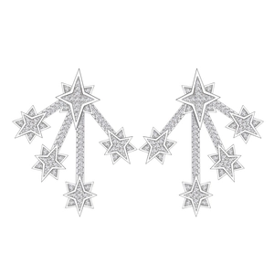 Sparkling S925 sterling silver meteor shower star stud earrings with zirconia stones
