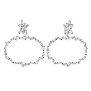 Créoles irrégulières en argent avec zircons baguettes en argent sterling S925 massif