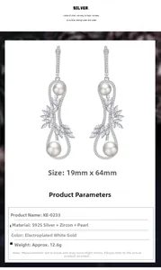 Détail des boucles d'oreilles infini en argent S925 avec perles et zircones