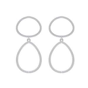 Boucles d'oreilles pendantes en argent sterling 925 avec cristaux pavés étincelants