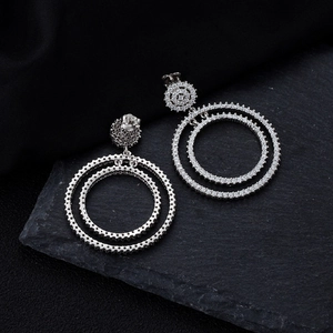 Sparkling S925 sterling silver hoop earrings with micro-paved cubic zirconia accents