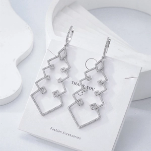 Luxurious S925 sterling silver Christmas tree earrings with sparkling zircon stones