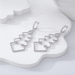 Luxurious S925 sterling silver Christmas tree geometric earrings with micro-set zircons