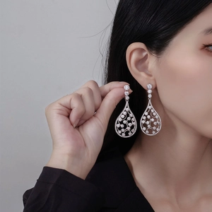 Sparkling S925 sterling silver waterdrop earrings with zircon inlay for elegant women