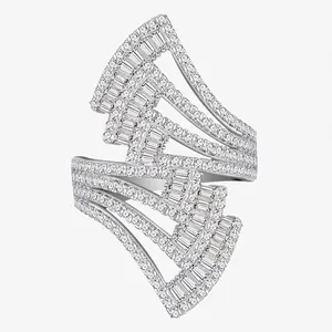 925 Sterlingsilber Statement Ring Für Damen Übertriebene Fächerform Zirkonia Eingelegt Luxus Geometrischer Fingerring Schmuck