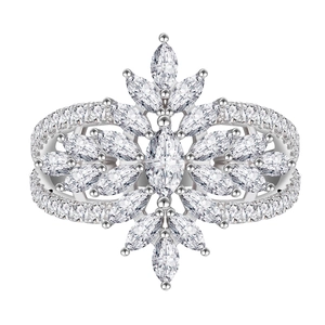 Luxurious S925 sterling silver wheat ear ring with marquise cut sparkling cubic zirconia