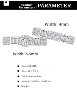 Detailed view of S925 silver ring set with 5A cubic zirconia stones and flower design