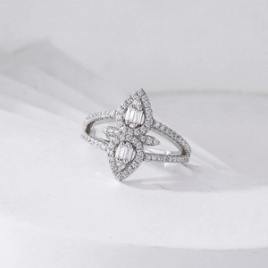 925 silver micro-pave diamond double teardrop ring with retro high-end aesthetic