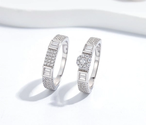 Detail of S925 sterling silver ring set with micro-paved sparkling cubic zirconia