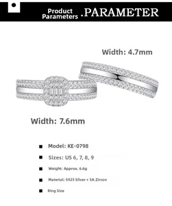 Detailed view of S925 silver stacked rings set with 5A zircon and polished finish