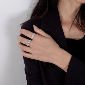 Sparkling S925 silver stacked rings set with pavé micro-inlaid zircon for women