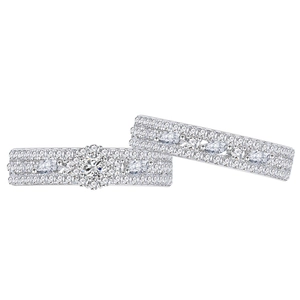 Luxury S925 sterling silver stacked ring set with micro-pave round brilliant diamonds