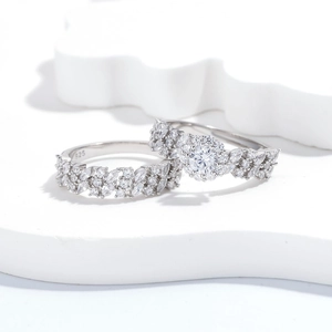 Sparkling S925 sterling silver meteor shower stackable ring set with marquise cut stones
