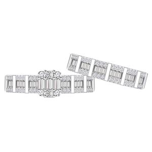 Luxurious S925 silver ring set with micro-p鑲 cubic zirconia for elegant stacking