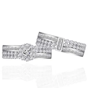 S925 Sterling Silver Snowflake Ring Set Luxurious Zirconia Pave Inlaid Individual Stacking Rings For Women Elegant Jewelry